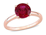 2 3/8 Carat (ctw) Lab Created Ruby Solitaire Ring in 10K Rose Pink Yellow Gold